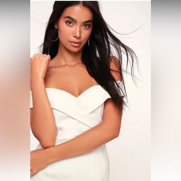 Lulus Classic Glam White Off The Shoulder Bodycon Dress Womens Small White New - Picture 7 of 12